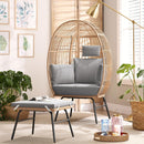 Outdoor Garden Wicker Egg Chair And Footstool Patio Chaise, With Cushions, Outdoor Indoor Basket Chair by HouseOfZazla