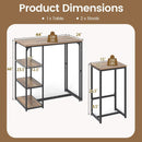 3-Piece Bar Table Set for 2 Bar-Height Dining Table with 2 Stools-Rustic Brown by LJGDeals