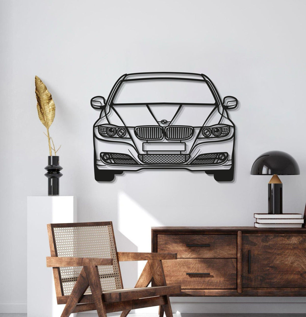 2009 E90 Front View Metal Car Wall Art - MT0386, photo 2 of 7
