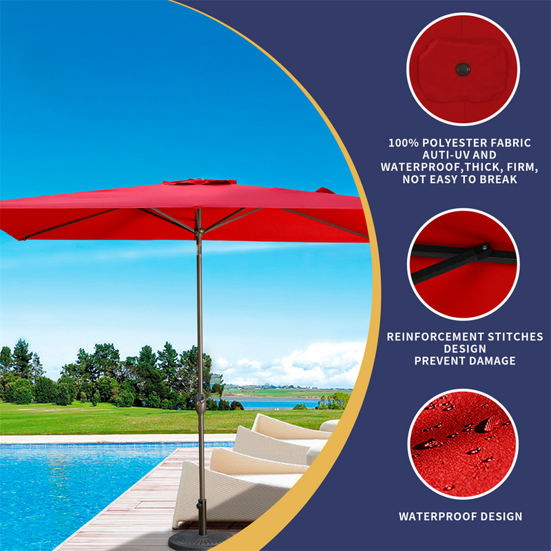 6.5FT x 10FT Patio Umbrella Outdoor Red Uv Protection