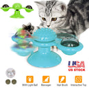 Windmill Cat Toy Turntable Interactive Teasing Pet Toy Wall Mount Turning Tickle Scratch Hair BrushÊCat Toy with Catnip Light Ball