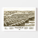 Vintage Map of Pendleton, Oregon 1884