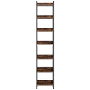 Extra Tall 7 Tier Narrow Corner Bookshelf Storage Display Rack For Living Room - Rustic Brown