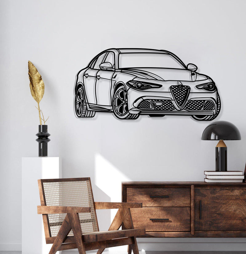 Guilia Quadrifoglio Perspective Metal Car Wall Art - MT1237