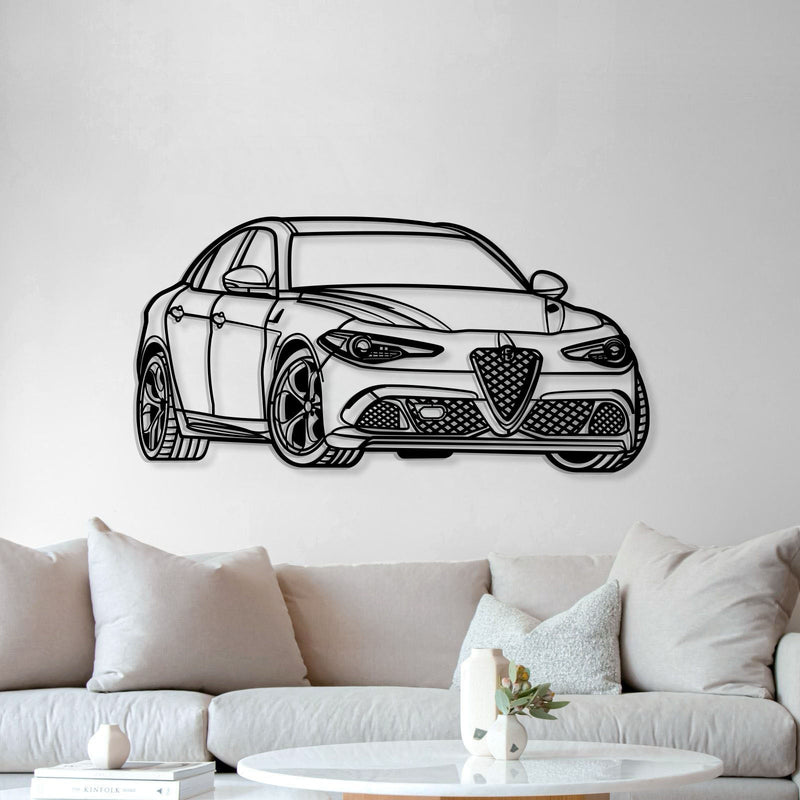 Guilia Quadrifoglio Perspective Metal Car Wall Art - MT1237