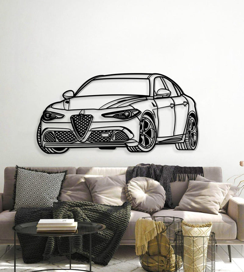 Guilia Quadrifoglio Perspective Metal Car Wall Art - MT1237