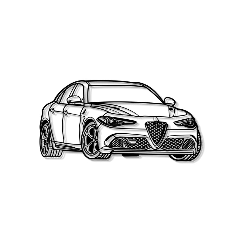Guilia Quadrifoglio Perspective Metal Car Wall Art - MT1237