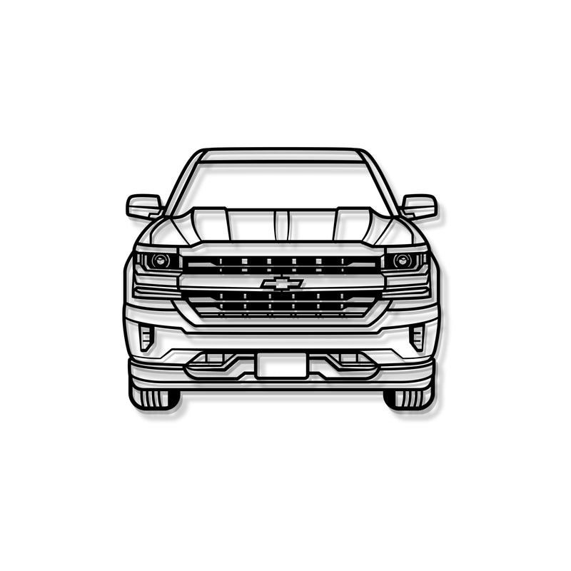 2016 Silverado 1500 Z71 Front View Metal Car Wall Art - MT1335