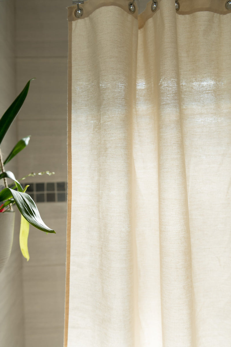 Cotton Shower Curtain – White or Natural, Bath, Tub + Stall Sizes