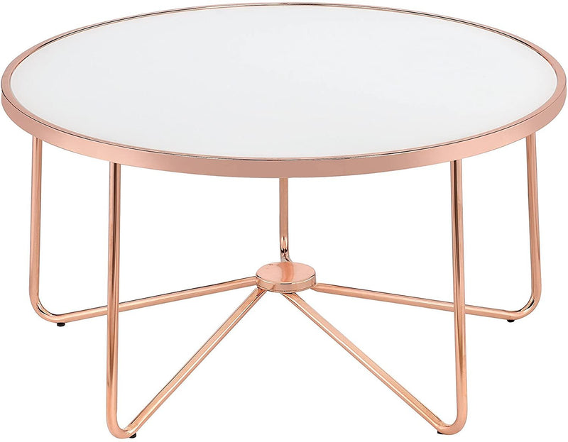 Alivia Coffee Table in Rose Gold & Frosted Glass