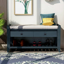 TREXM Shoe Rack with Cushioned Seat and Drawers