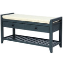 TREXM Shoe Rack with Cushioned Seat and Drawers