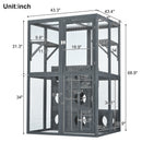Outdoor Cat House With Shelves And Weather Protection, Removable Wood Boxes - Gray by HouseOfZazla