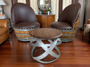 Whiskey & Wine Barrel Hoop Table Set — 2 Chairs, Black Edition