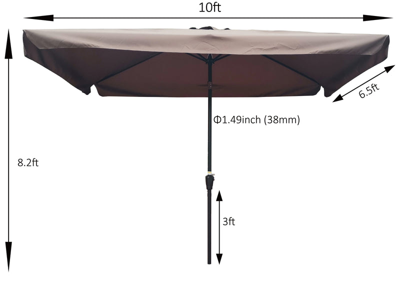 10 x 6.5ft Rectangular Patio Umbrella, photo 4 of 5
