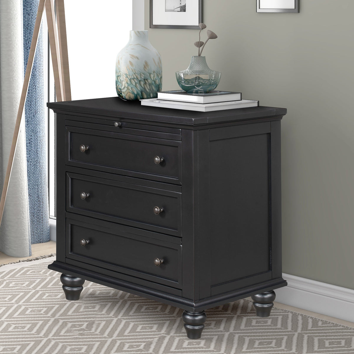 U_STYLE 27.6'' Painted Nightstand with Pull-Out Tray, photo 3 of 10