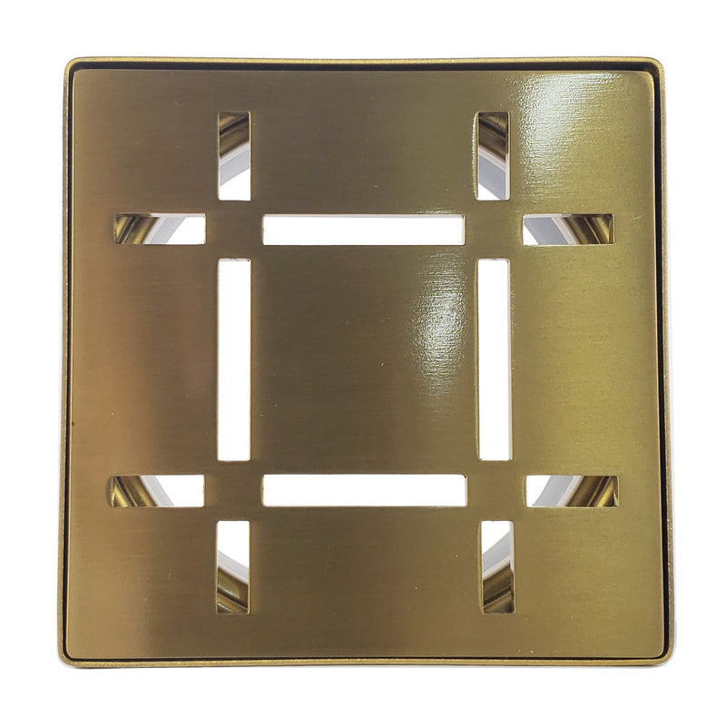 Shower Drain Grate Kit 4" Stainless Steel (Brushed Brass) - Dash Design