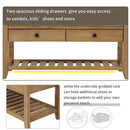TREXM Shoe Rack with Cushioned Seat and Drawers