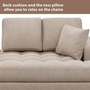 64" Deep Tufted Upholstered Textured Fabric Chaise Lounge, Toss Pillow included, Living room Bedroom Use, Warm Grey