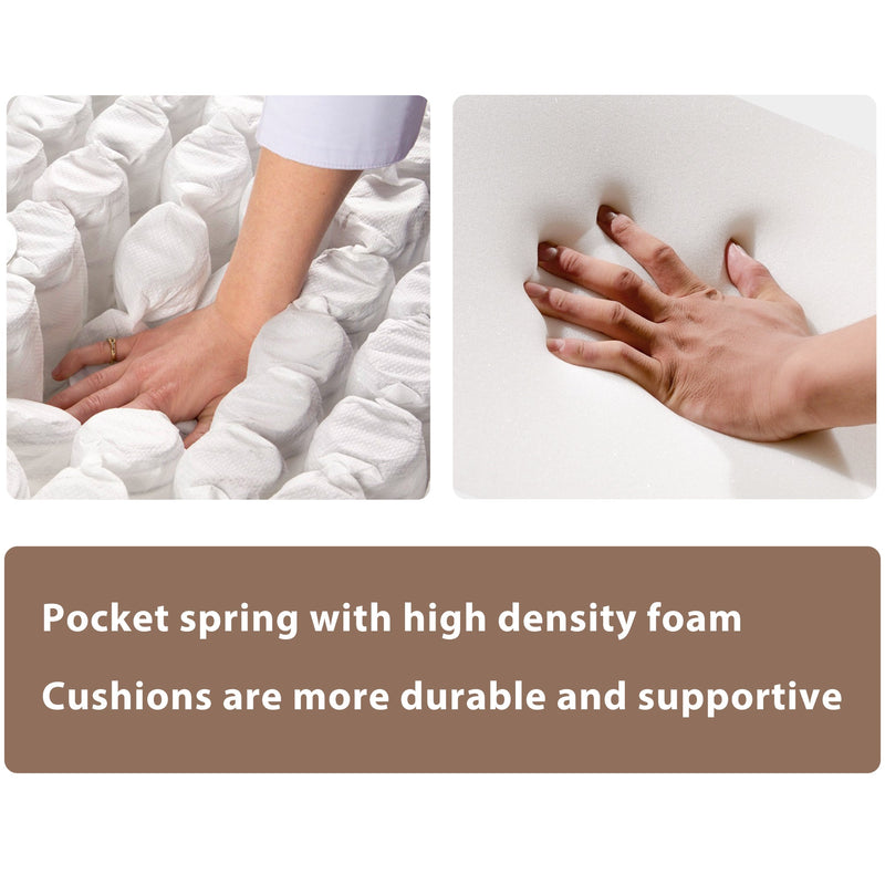 64" Deep Tufted Upholstered Textured Fabric Chaise Lounge, Toss Pillow included, Living room Bedroom Use, Warm Grey