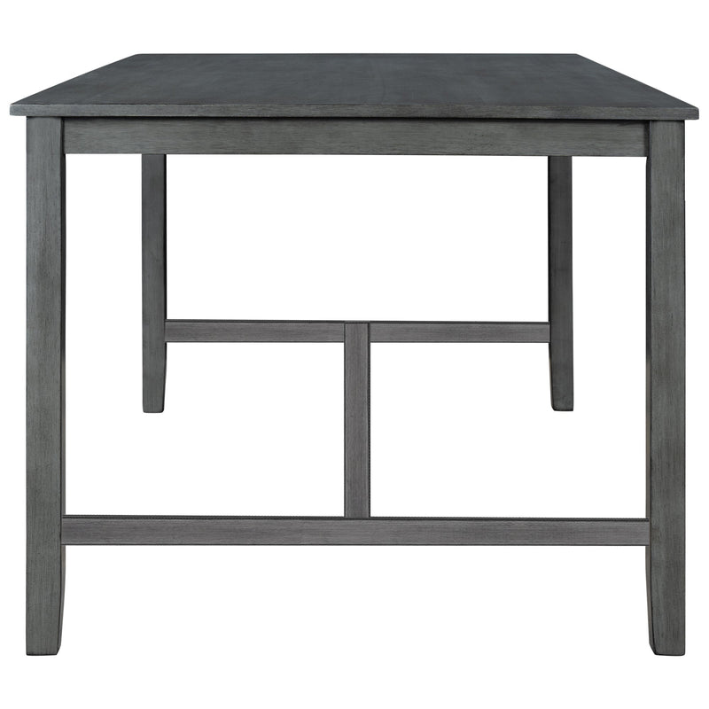 6 Piece Wooden Dining Table set, Kitchen Table set with 4 Chairs and Bench, Farmhouse Rustic Style,Gray