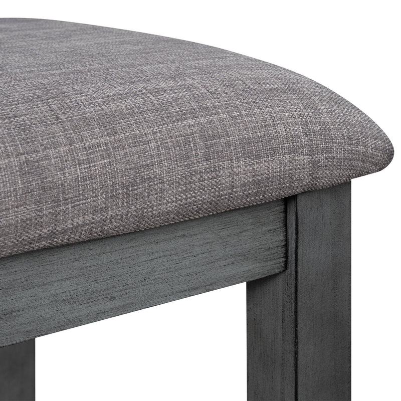 6 Piece Wooden Dining Table set, Kitchen Table set with 4 Chairs and Bench, Farmhouse Rustic Style,Gray