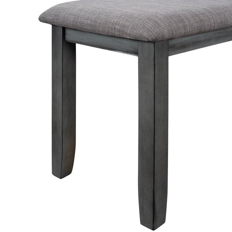 6 Piece Wooden Dining Table set, Kitchen Table set with 4 Chairs and Bench, Farmhouse Rustic Style,Gray
