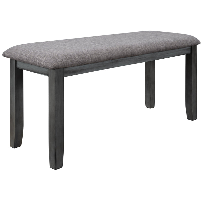 6 Piece Wooden Dining Table set, Kitchen Table set with 4 Chairs and Bench, Farmhouse Rustic Style,Gray