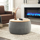 Round Storage Ottoman, 2 in 1 Function, Dark