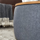 Round Storage Ottoman, 2 in 1 Function, Dark