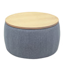 Round Storage Ottoman, 2 in 1 Function, Dark