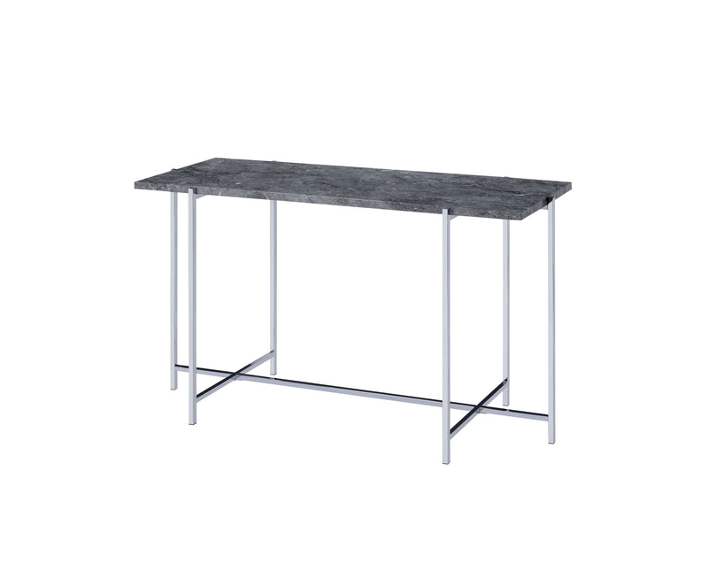 Adelae Sofa Table, Faux Marble & Chrome