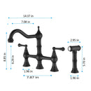 Bridge Dual Handles Kitchen Faucet With Pull-Out Side Spray