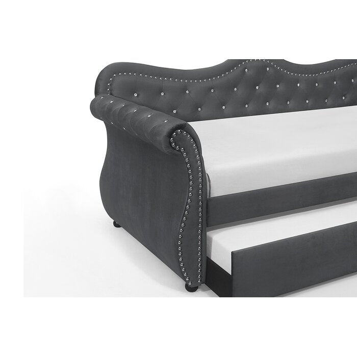 Abby Upholstered Velvet Wood Daybed with Trundle, photo 4 of 7