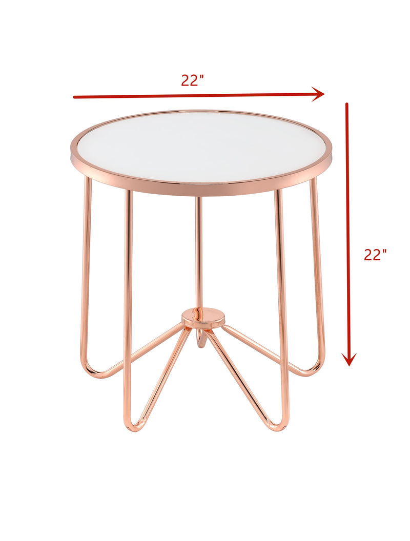 Alivia End Table in Rose Gold & Frosted Glass