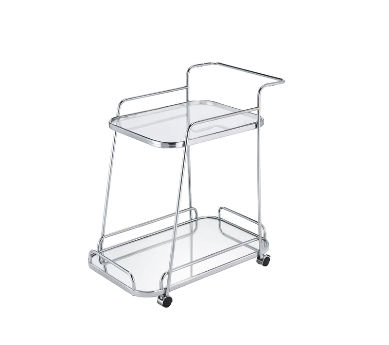 Aegis Serving Cart, Clear Glass & Chrome Finish
