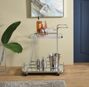 Aegis Serving Cart, Clear Glass & Chrome Finish