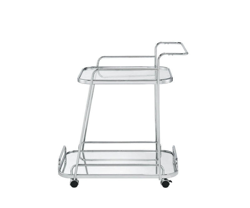 Aegis Serving Cart, Clear Glass & Chrome Finish