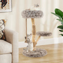 Modern Wooden Cat Tree Tower with Perch and Natural Jute Scratching Posts-Brown by DirectDeals