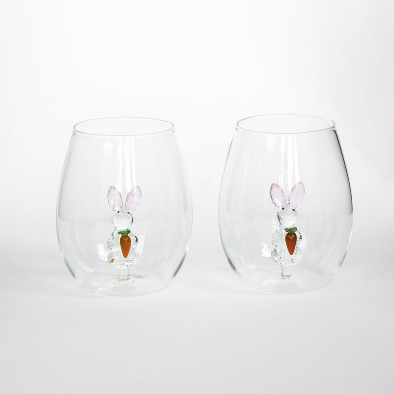 3D Easter Bunny Stemless Wine Glasses