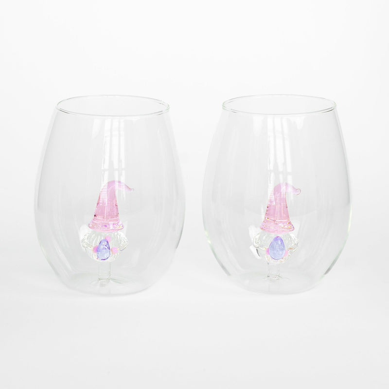 3D Easter Gnome Stemless Wine Glasses
