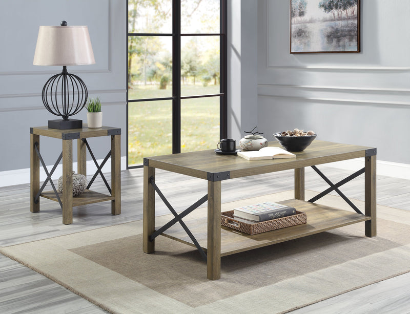 Abiram Coffee Table in Rustic Oak Finish
