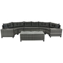 8-Pieces Outdoor Wicker Round Sofa Set