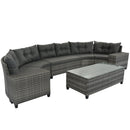 8-Pieces Outdoor Wicker Round Sofa Set