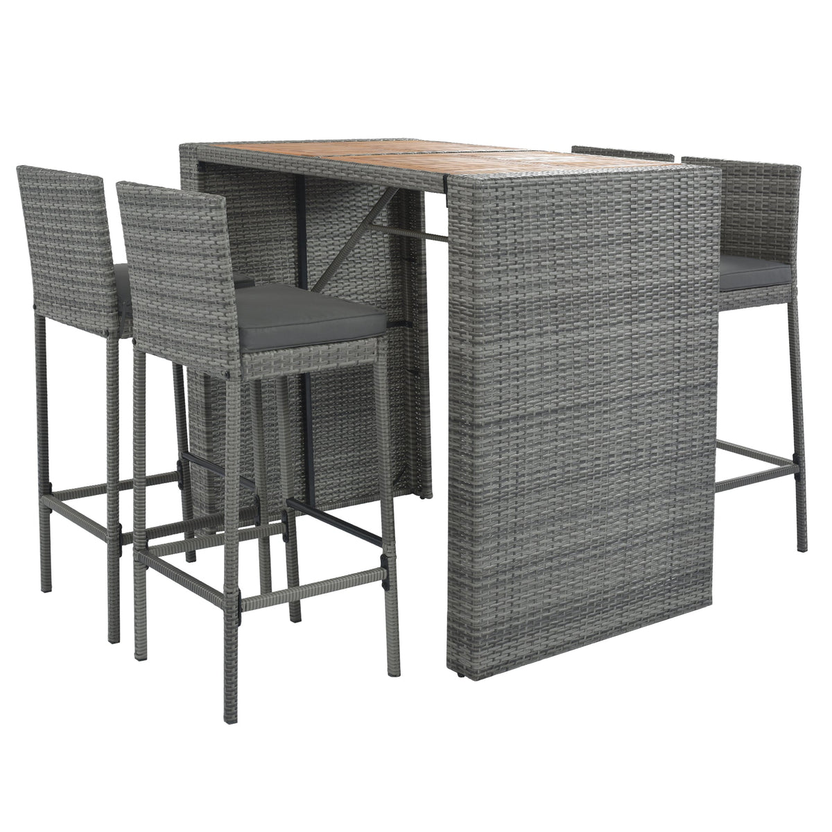 GO 5-Pieces Outdoor Patio Wicker Bar Set, photo 9 of 10