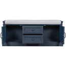 TREXM Storage Bench with 2 Drawers and 2 Cabinets in Antique Navy