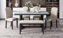 TREXM Modern Style 6-Piece Dining Table with 4 Chairs & 1 Bench