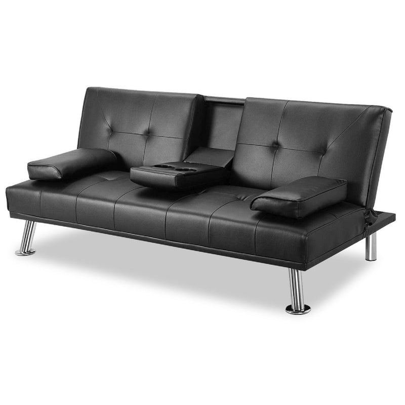 Mega Futon Sofa Bed - Modern Faux Leather Convertible Lounge Sofa, photo 7 of 9