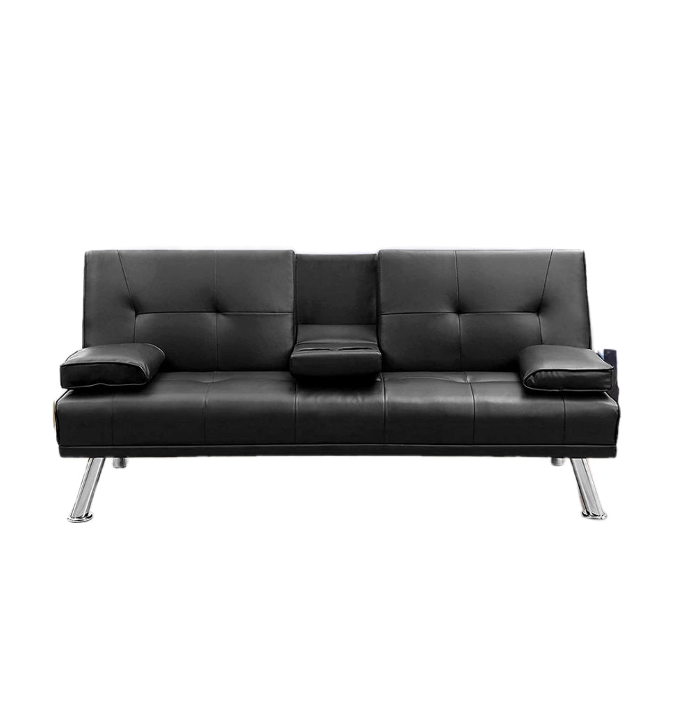 Mega Futon Sofa Bed - Modern Faux Leather Convertible Lounge Sofa, photo 8 of 9