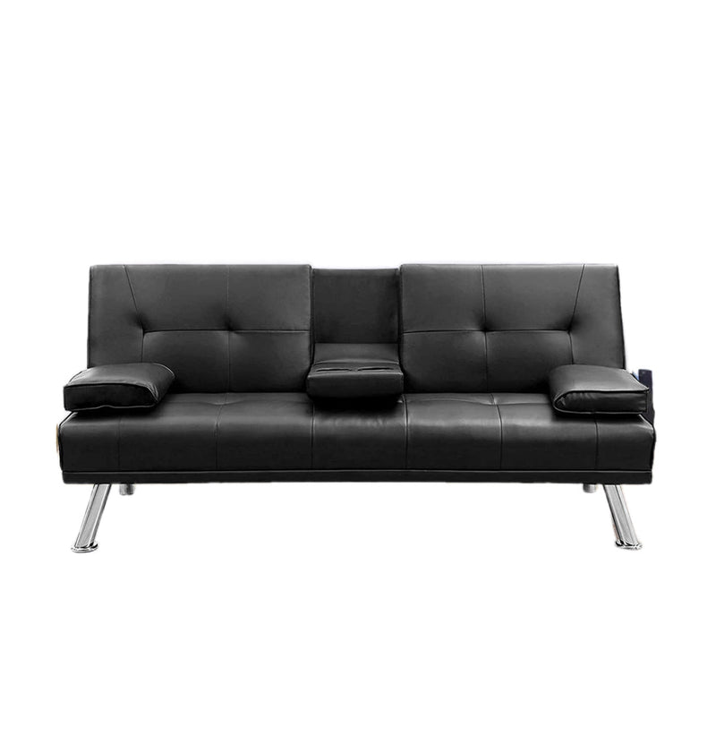 Mega Futon Sofa Bed - Modern Faux Leather Convertible Lounge Sofa, photo 8 of 9